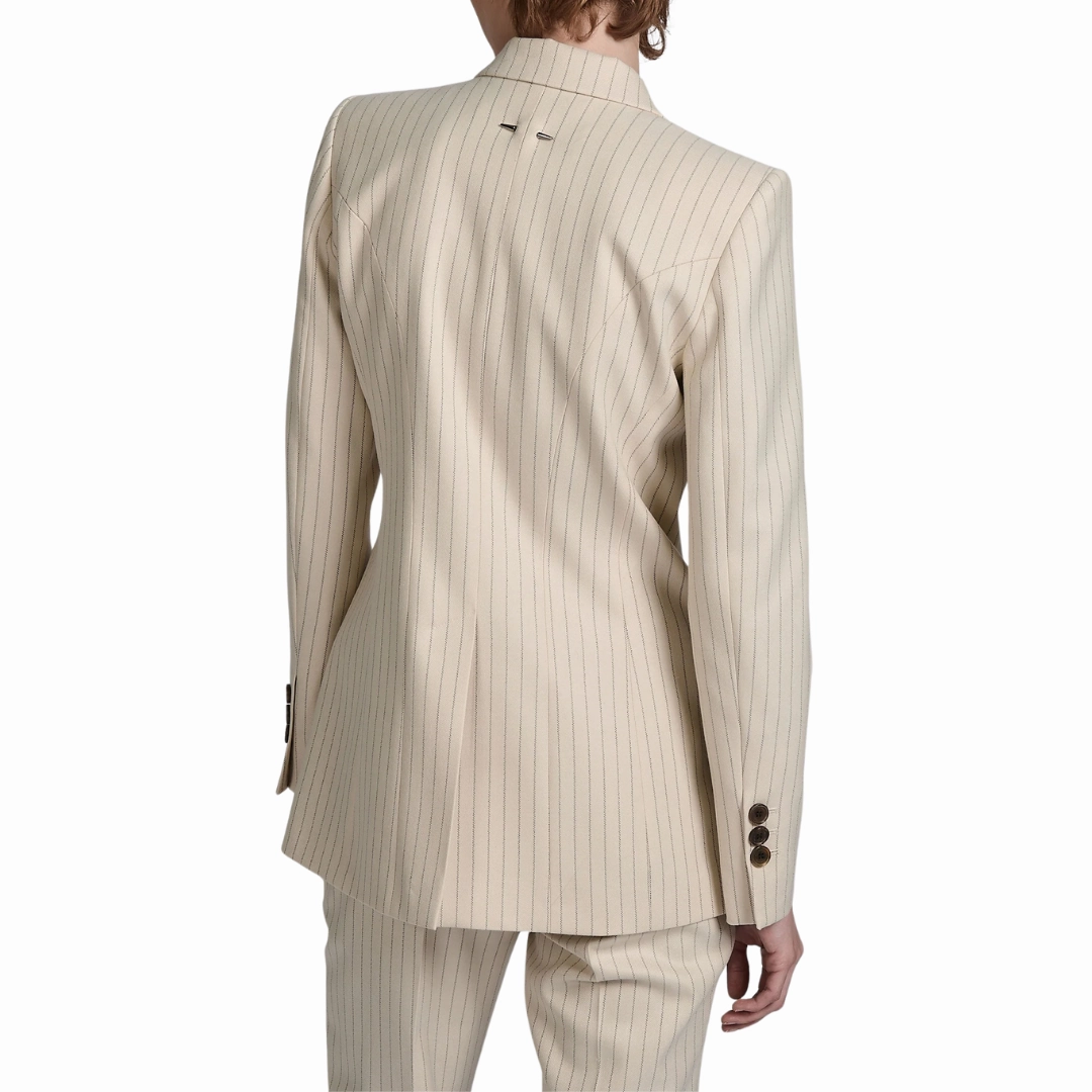 Weather Proof All Season Compatibility Cream Pinstripe Blazer