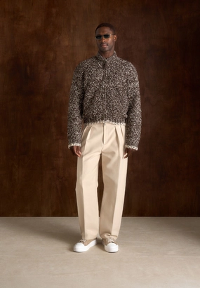 Season Ready Quick Layer Darel - Speckled Knit Bomber Jacket - Brown