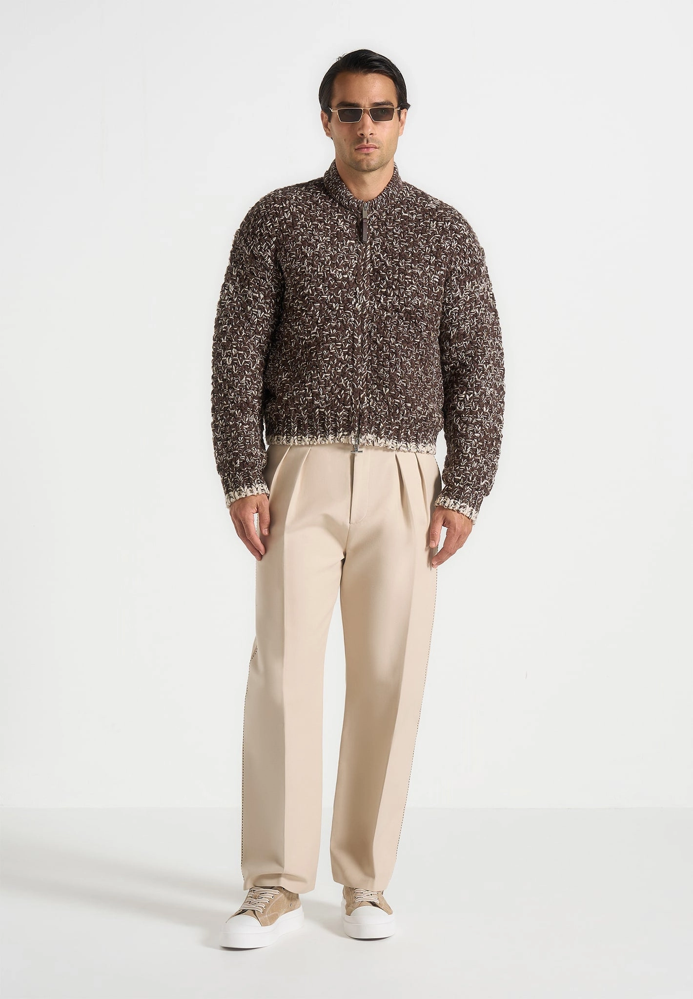 Darel - Speckled Knit Bomber Jacket - Brown Seasonal Wear