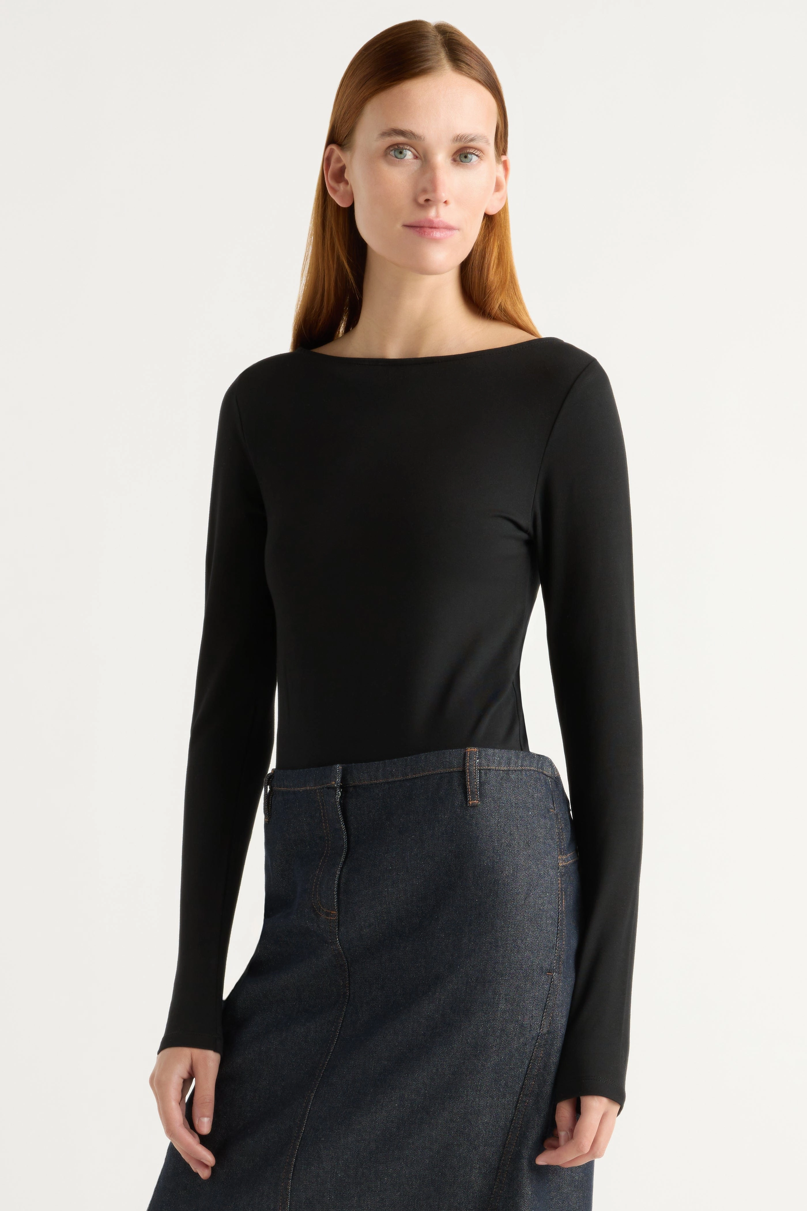 Durable Reinforced Elbow Patches BiodegradableFabric Lainey Organic Cotton Slit-Neck Tee