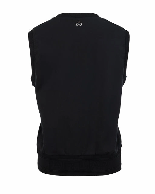 Sweat Absorbent Inner Layer Ribbon Detailed Windproof Vest - Black