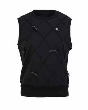 Ribbon Detailed Windproof Vest - Black MoistureControl Ribbed collar