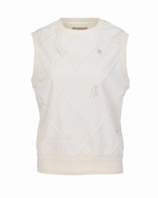 Ribbon Detailed Windproof Vest - Cream NonRestrictiveCut