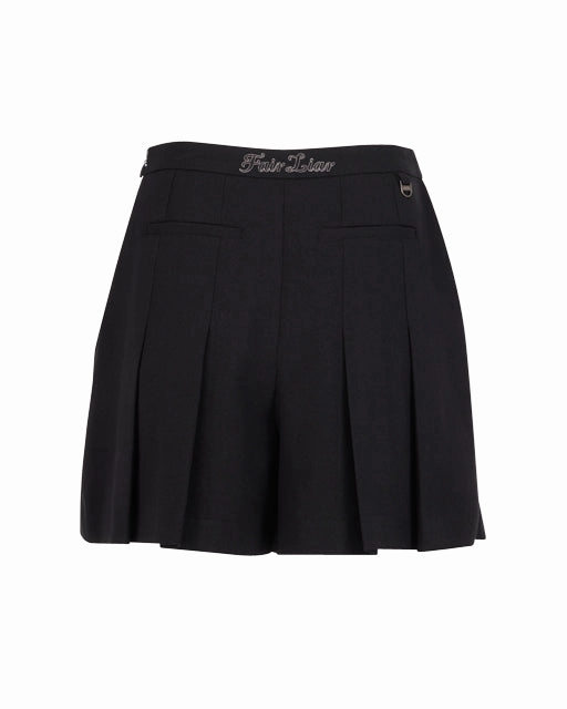 Ribbon pleated culotte pants - Black All Around Fit No Gap Waist