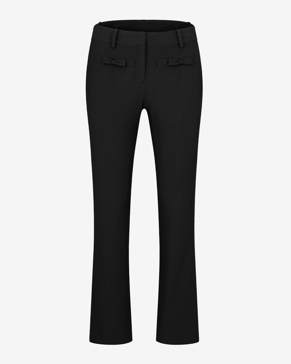 AdjustableDrawstring Ribbon pocket bootcut pants - Black