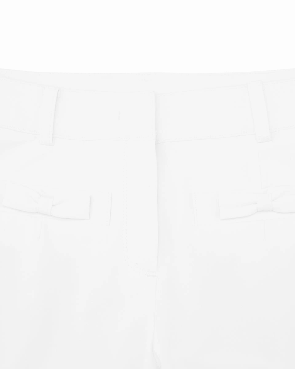 Solid shade Ribbon pocket bootcut pants - White