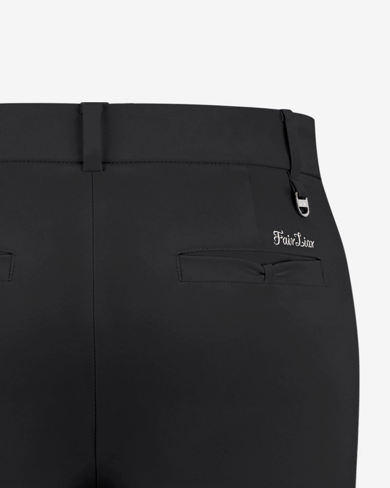 Ribbon Pocket Cropped Stretch Bootcut Pants - Black Layered Look Performance Fit