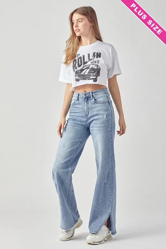 Risen 90s Wide Leg Slit Jean -VOLUME