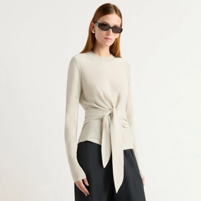 Robin Tie-Front Tencel-Wool Sweater Winter Cozy Classic Knit