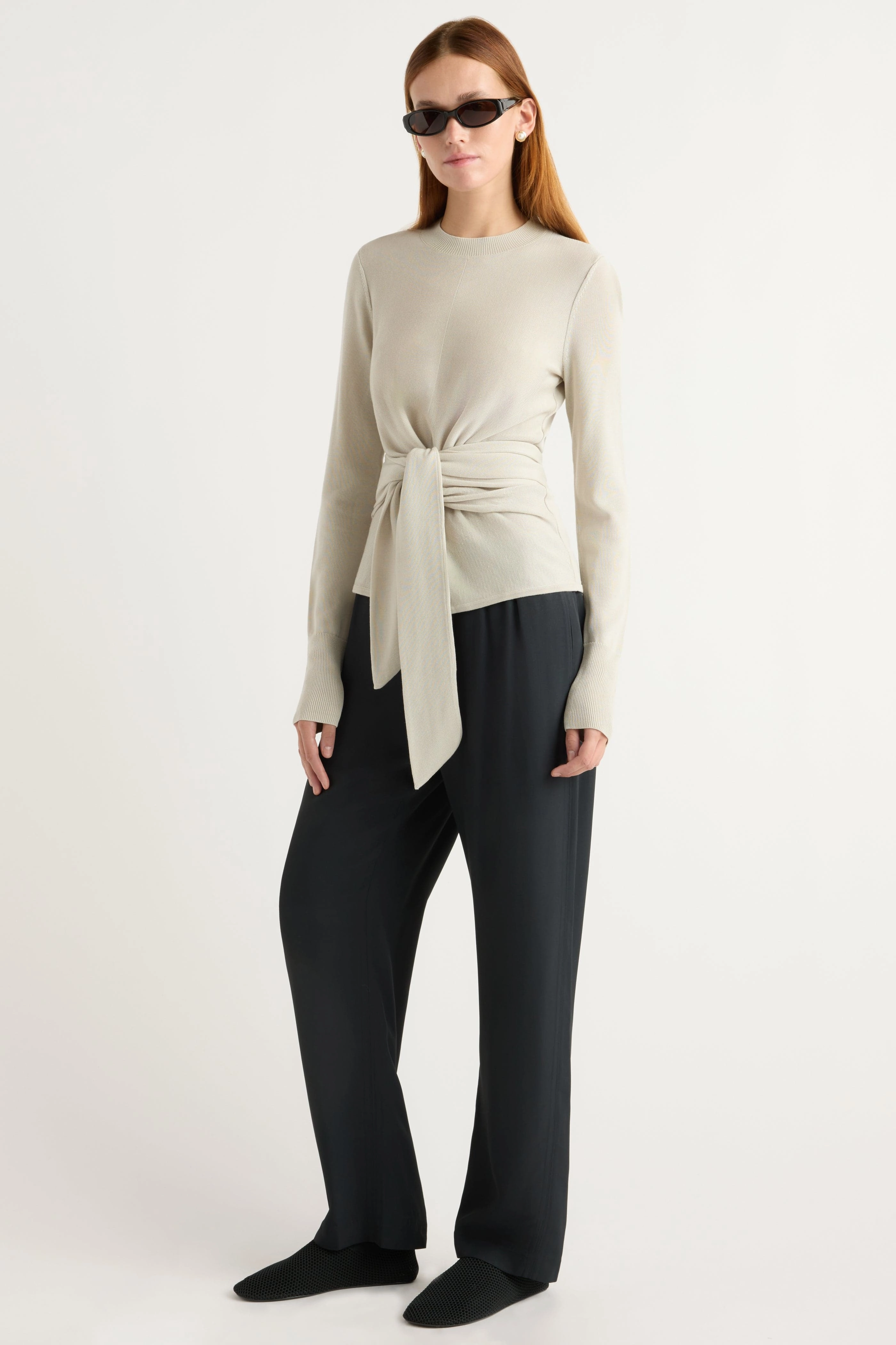 Robin Tie-Front Tencel-Wool Sweater Chilly Day Style