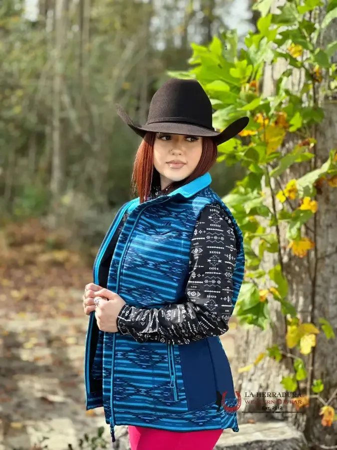 Rock&Roll Womens Panhandle Blue Aztec Pattern Vest