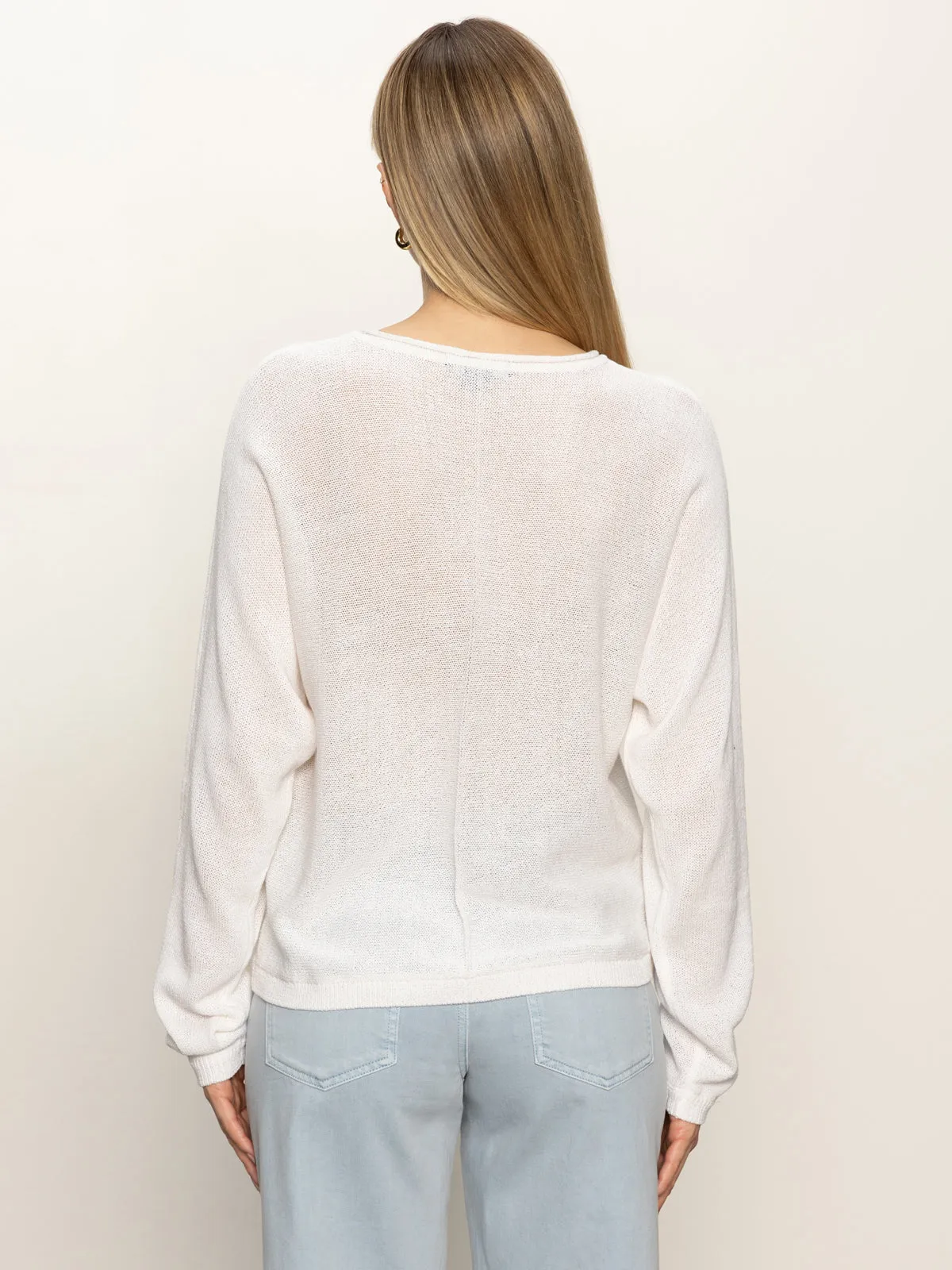 Smooth Look Sleek Waist Easy Knitwear Top White