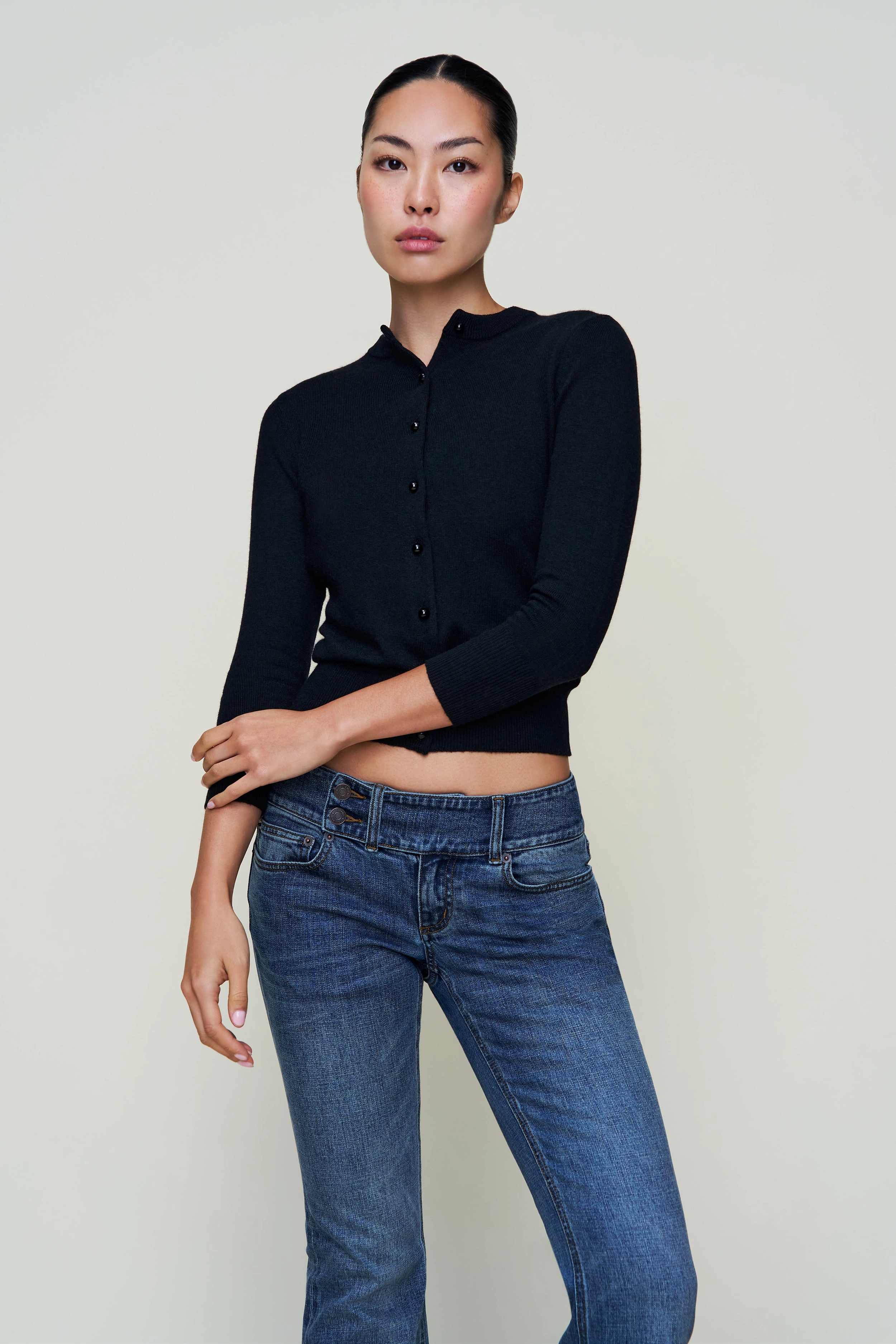 Emelie Wool Cardigan Work Outfit Crewneck Style
