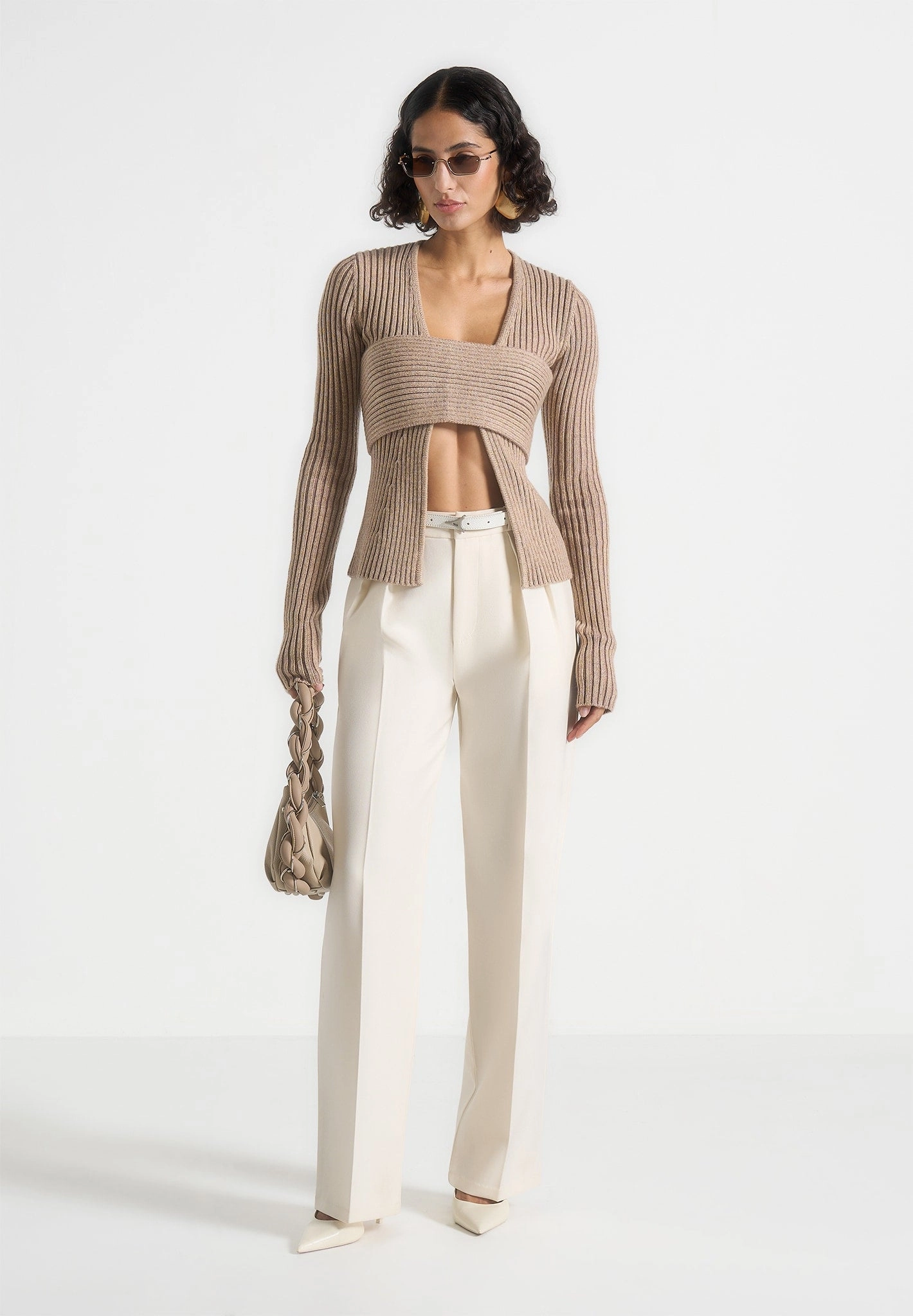 Marisa - 2-In-1 Knit Bandeau Cardigan - Beige Essential Outfit