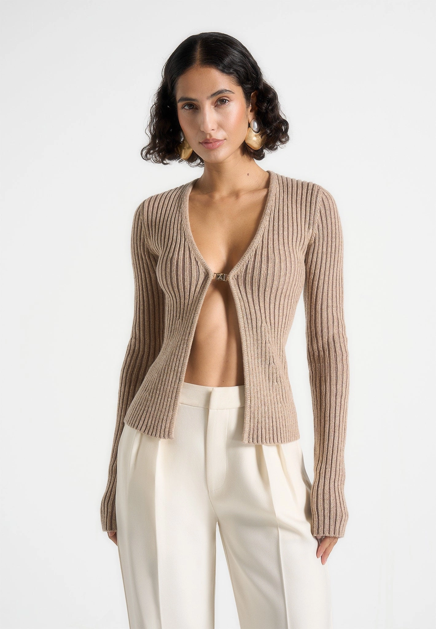 Everyday Neutral Marisa - 2-In-1 Knit Bandeau Cardigan - Beige