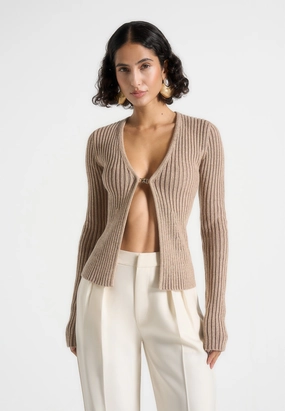 Everyday Neutral Marisa - 2-In-1 Knit Bandeau Cardigan - Beige