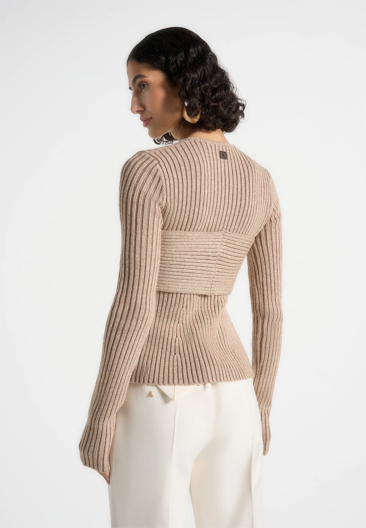 Marisa - 2-In-1 Knit Bandeau Cardigan - Beige AirflowOptimized Pattern