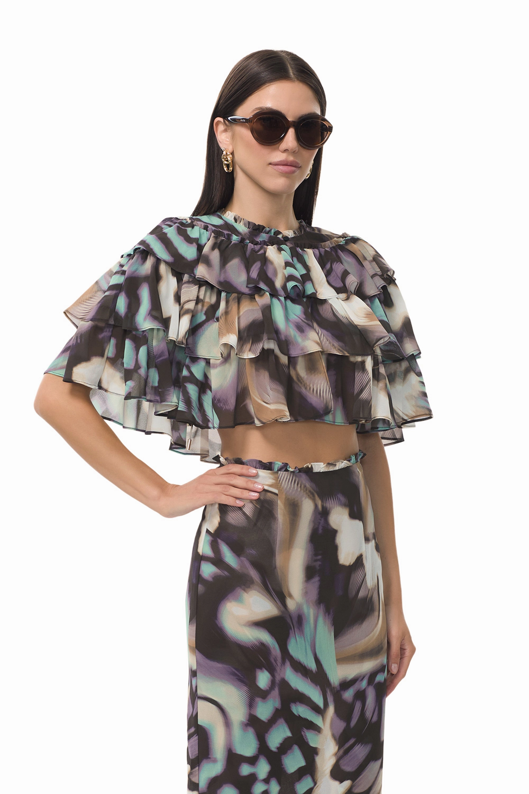 Adjustable Cuff SlimFitAdaptation Manon Top - Feather Swirl