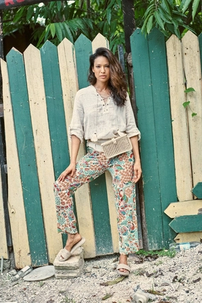 ROMANIA PANTS BEIGE & MULTI Cozy Layer Fashionable Design