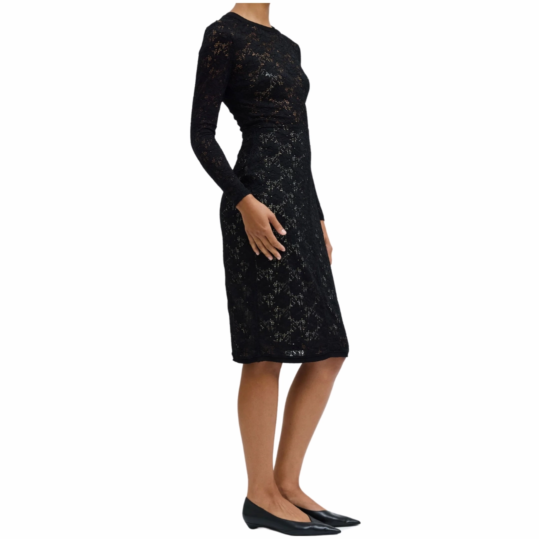 Tulle-Overlay Neutral-Shade Cate Lace Dress