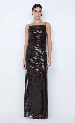 ROMILLY MAXI DRESS - DARK CHOCOLATE Work Look Texture Mood