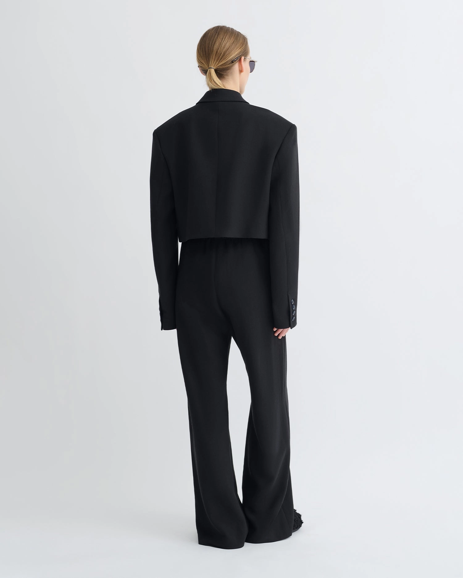 fiber Wicking Rapid Cooling Rony - Cropped Crepe Twill Blazer - Black