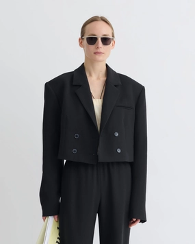 Quick Comfort Rony - Cropped Crepe Twill Blazer - Black
