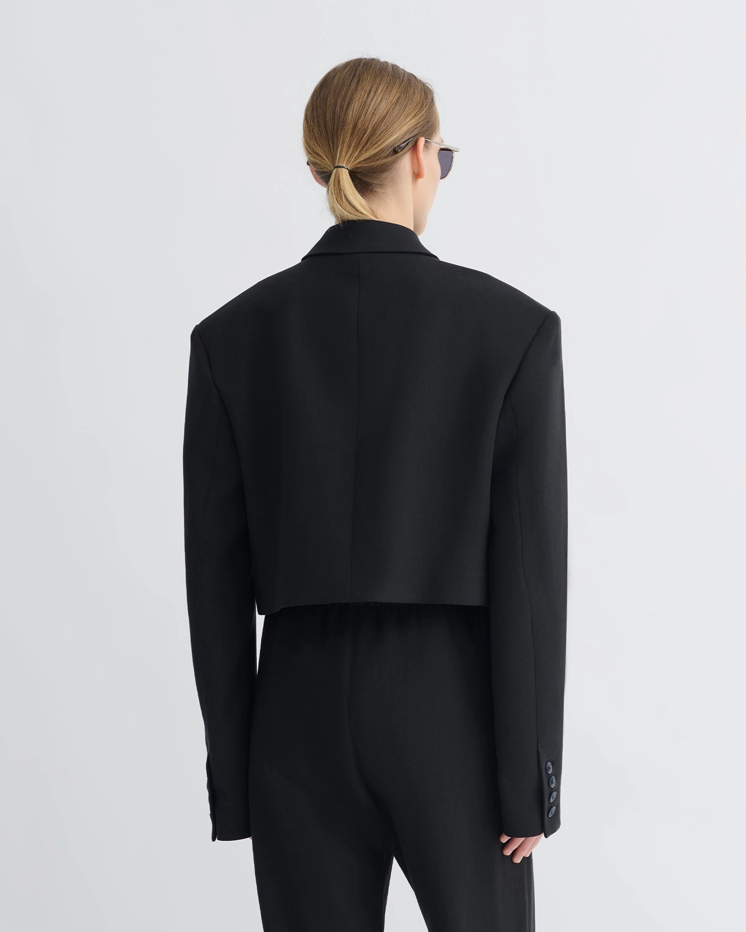 Breathable Style Eco-friendly Rony - Cropped Crepe Twill Blazer - Black