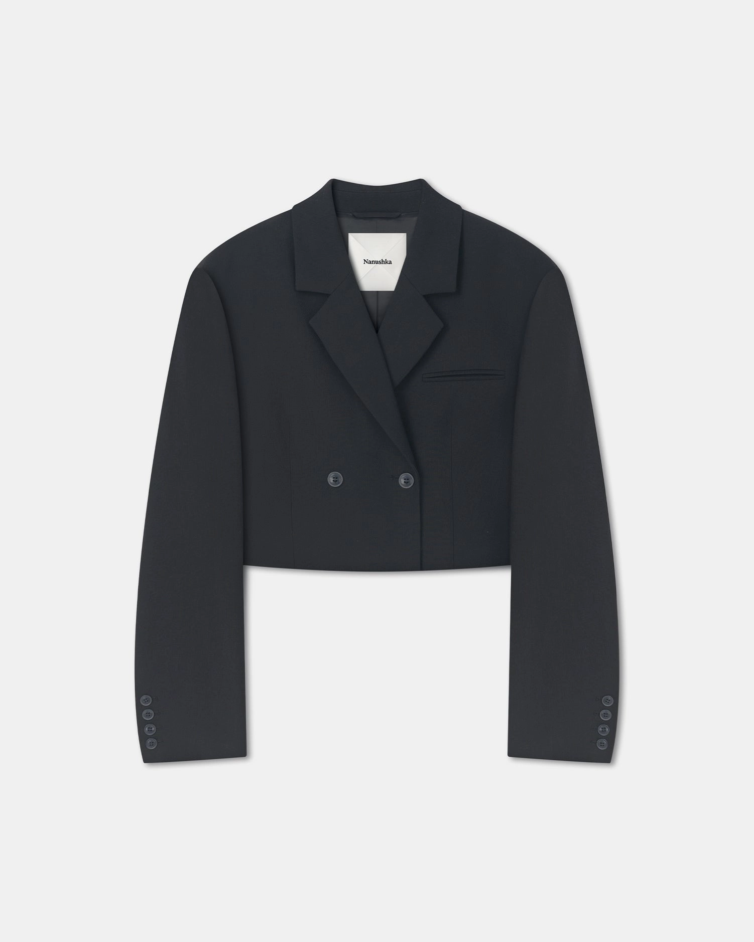 Rony - Cropped Crepe Twill Blazer - Black Biodegradable Fiber Blends