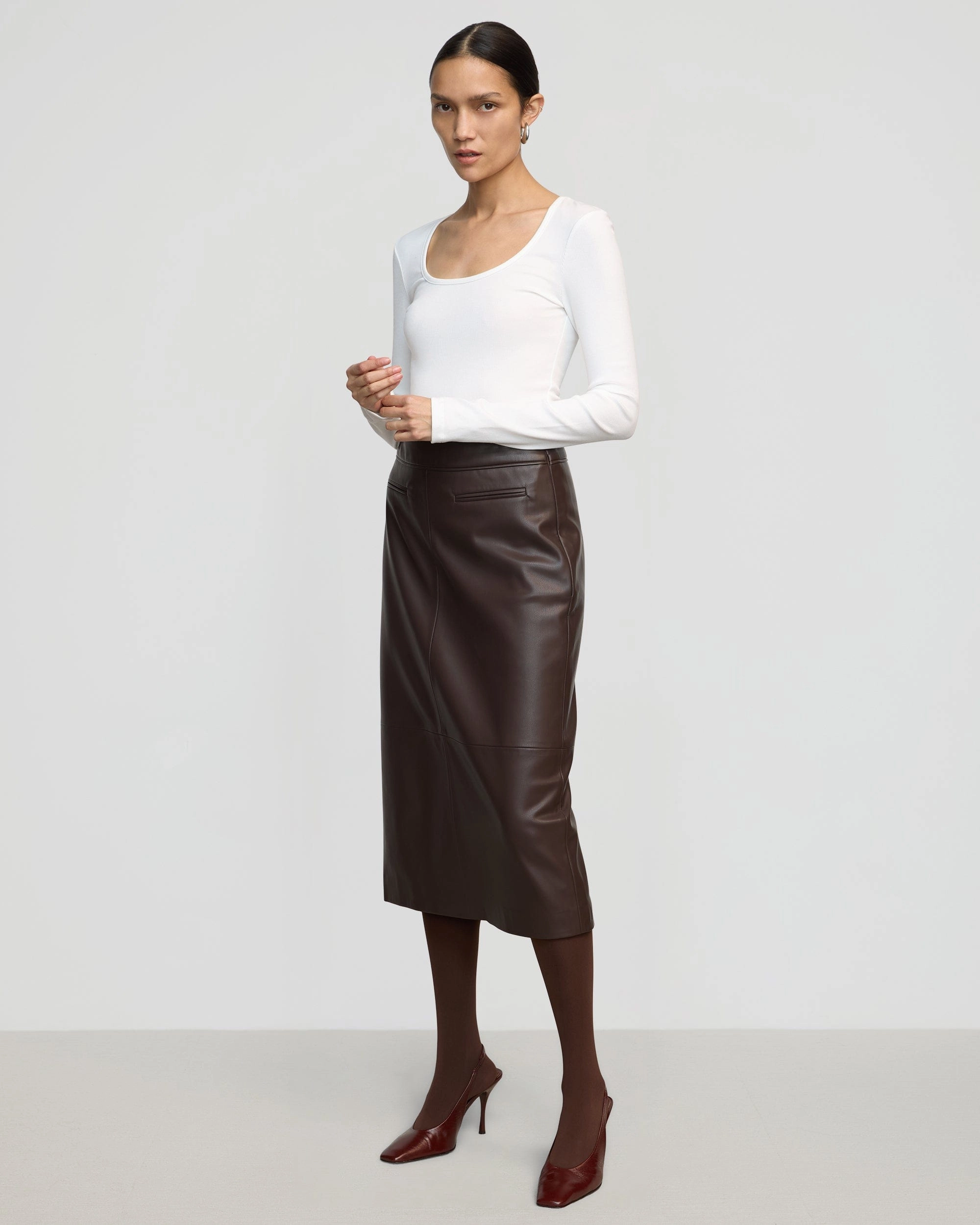 Fitted Design Rosa Ribbed Scoop-Neck Semi-Sheer Tee
