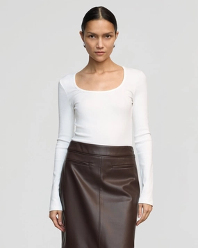 Modern Silhouette Rosa Ribbed Scoop-Neck Semi-Sheer Tee