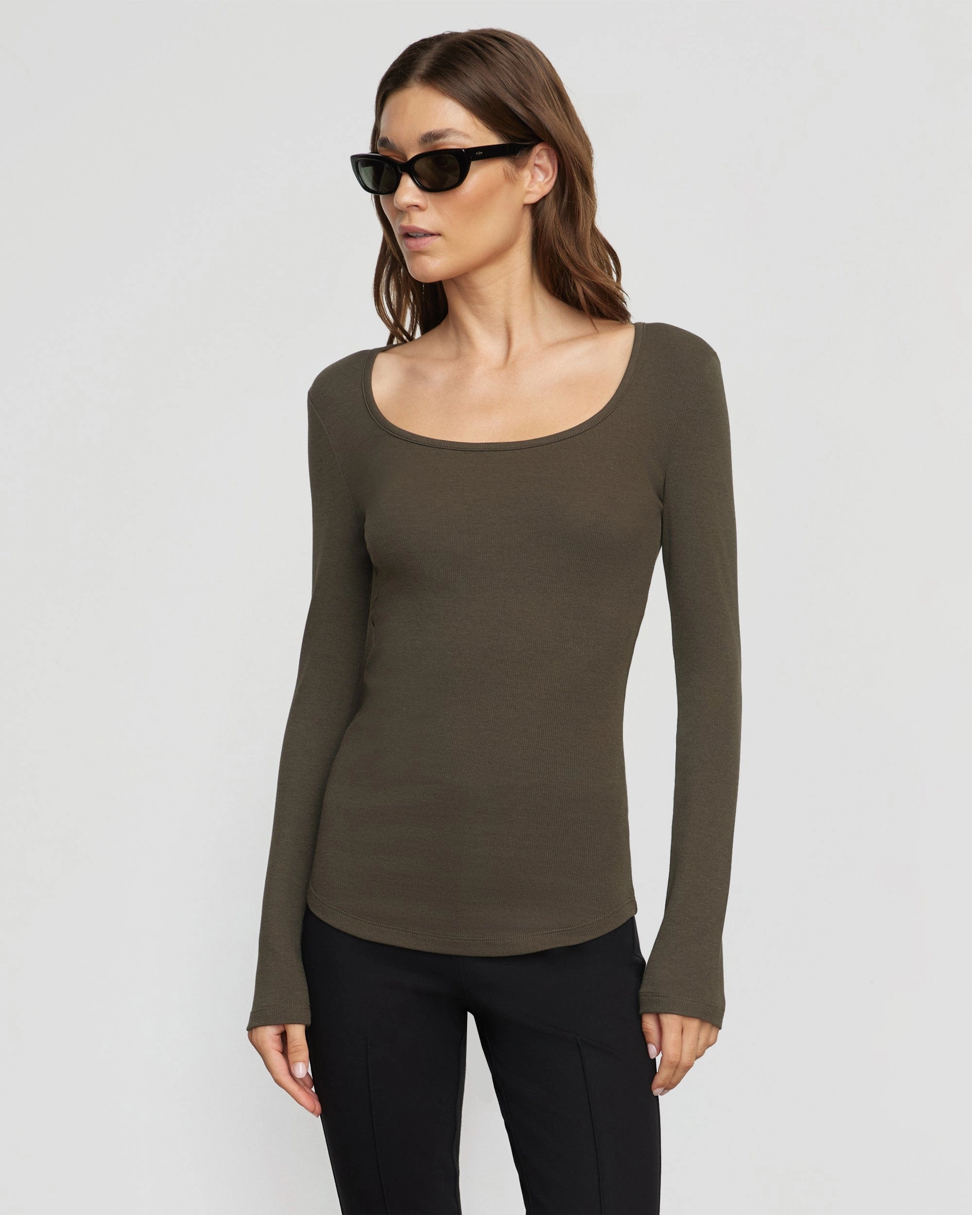 Rosa Ribbed Scoop-Neck Tee AntiStatic Weave