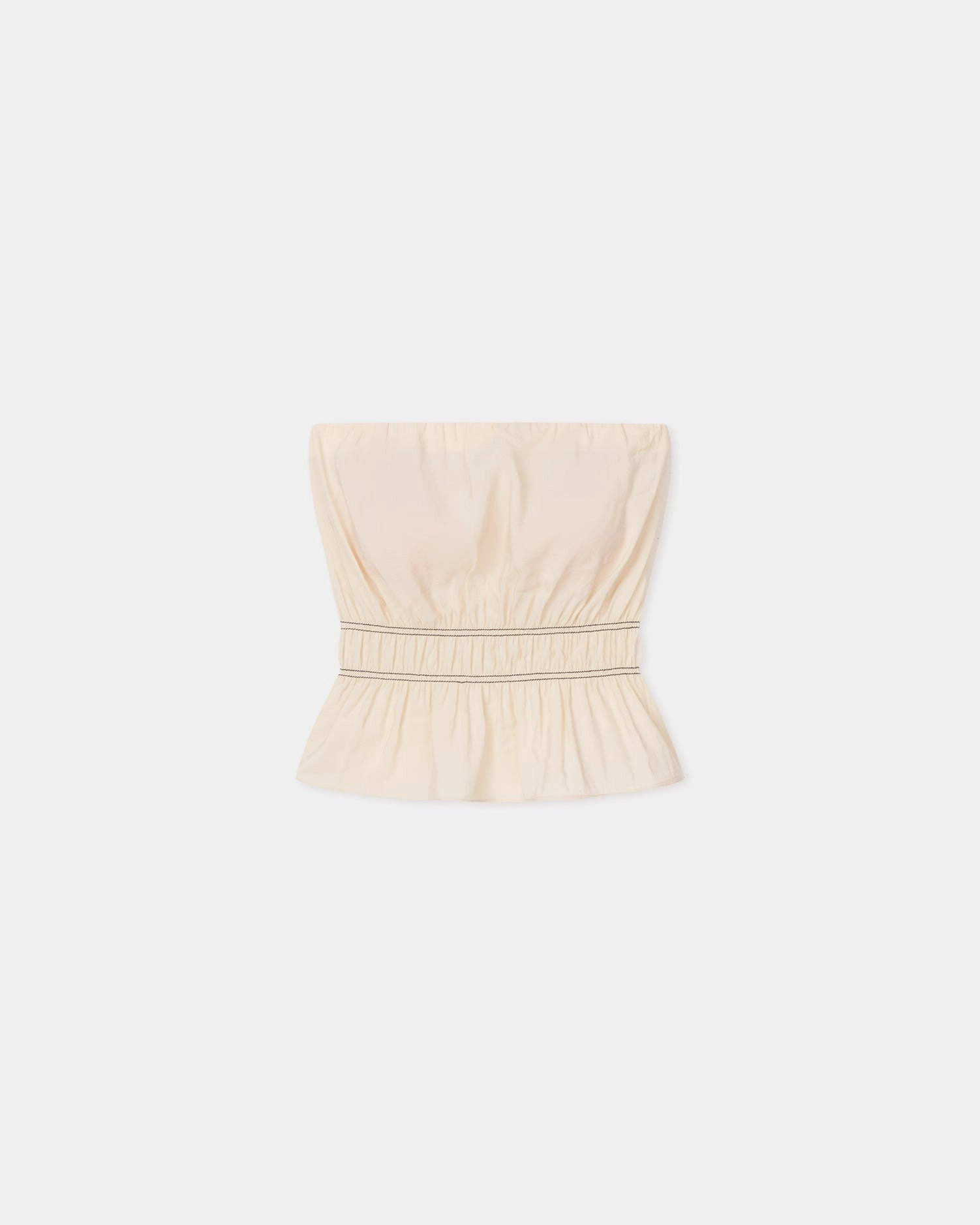 Rosey - Glass Poplin Bandeau Top - Oat Layered Collar System