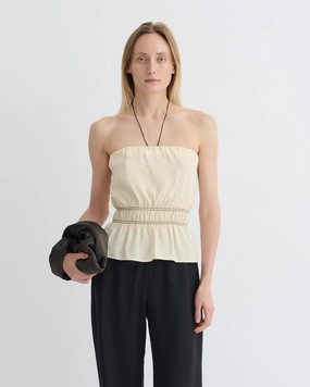 Sustainable Manufacturing Easy to Wear Rosey - Glass Poplin Bandeau Top - Oat