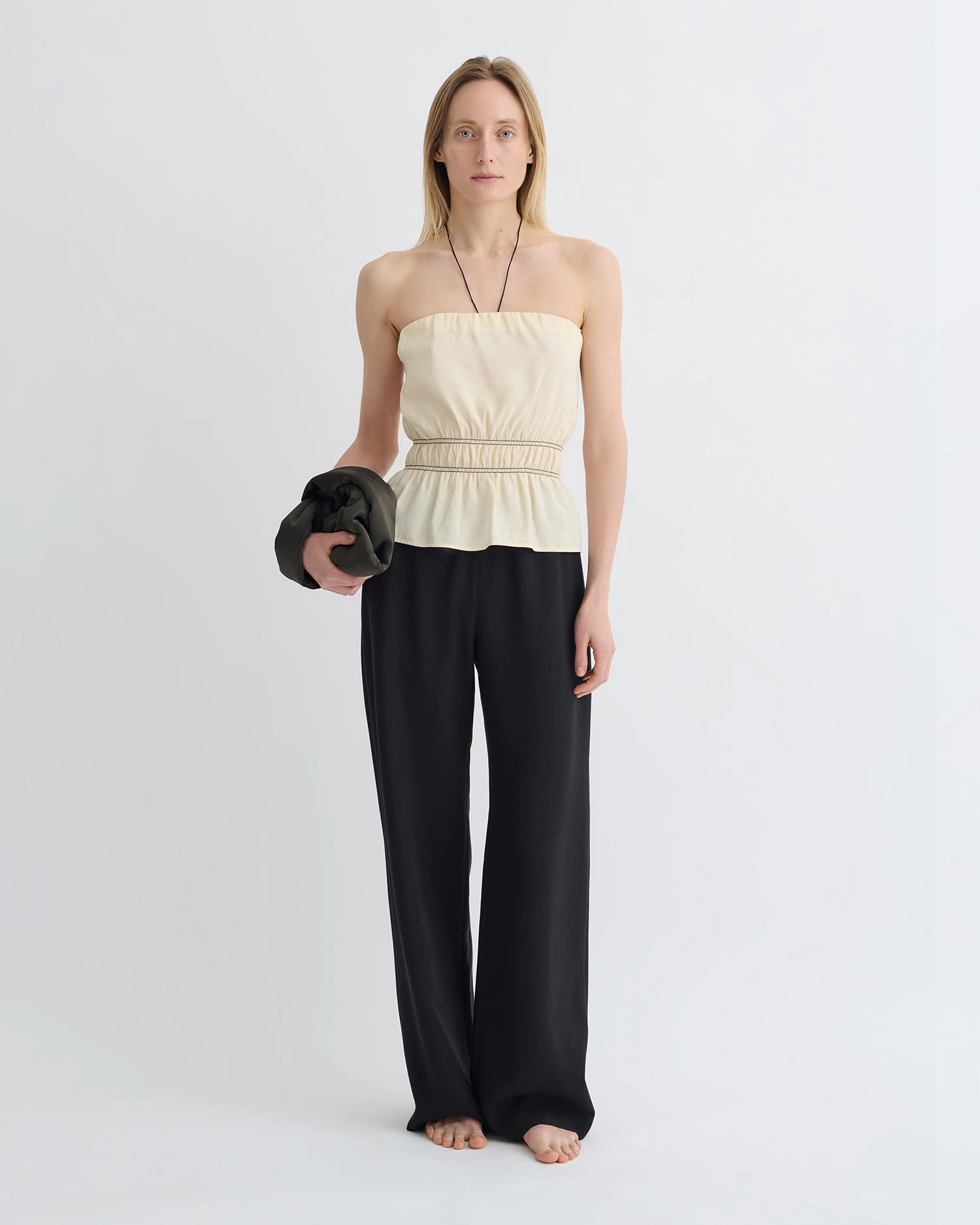 Rosey - Glass Poplin Bandeau Top - Oat NonChafe Tag Placement Hidden Ventilation Zones