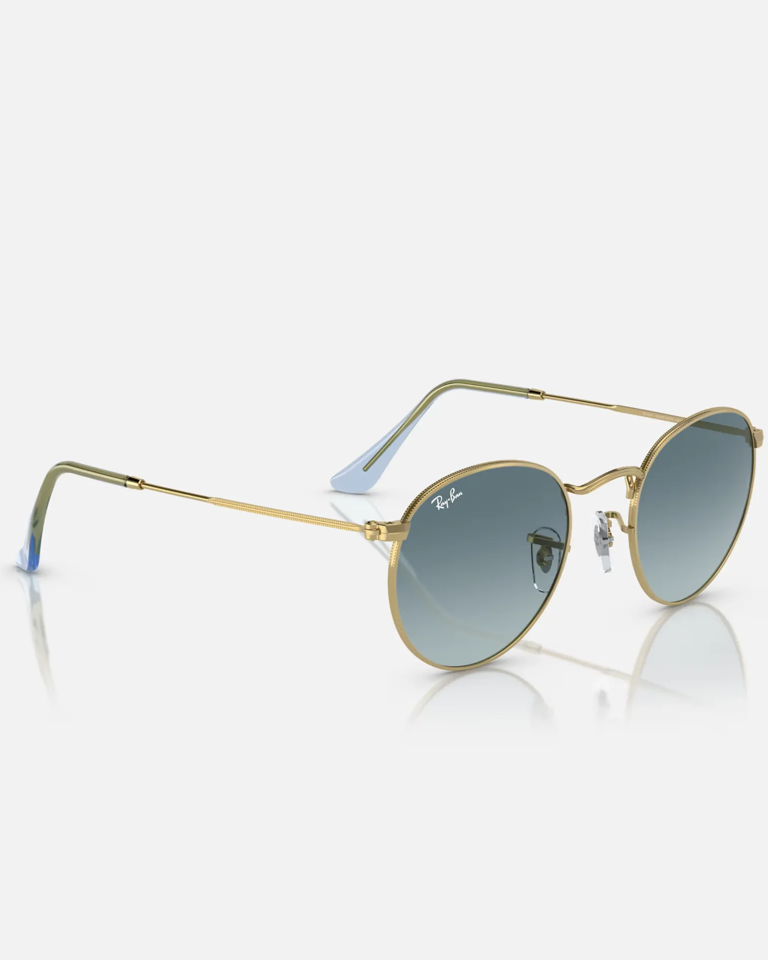Round Metal Gradient Sunglasses in Polished Gold & Blue