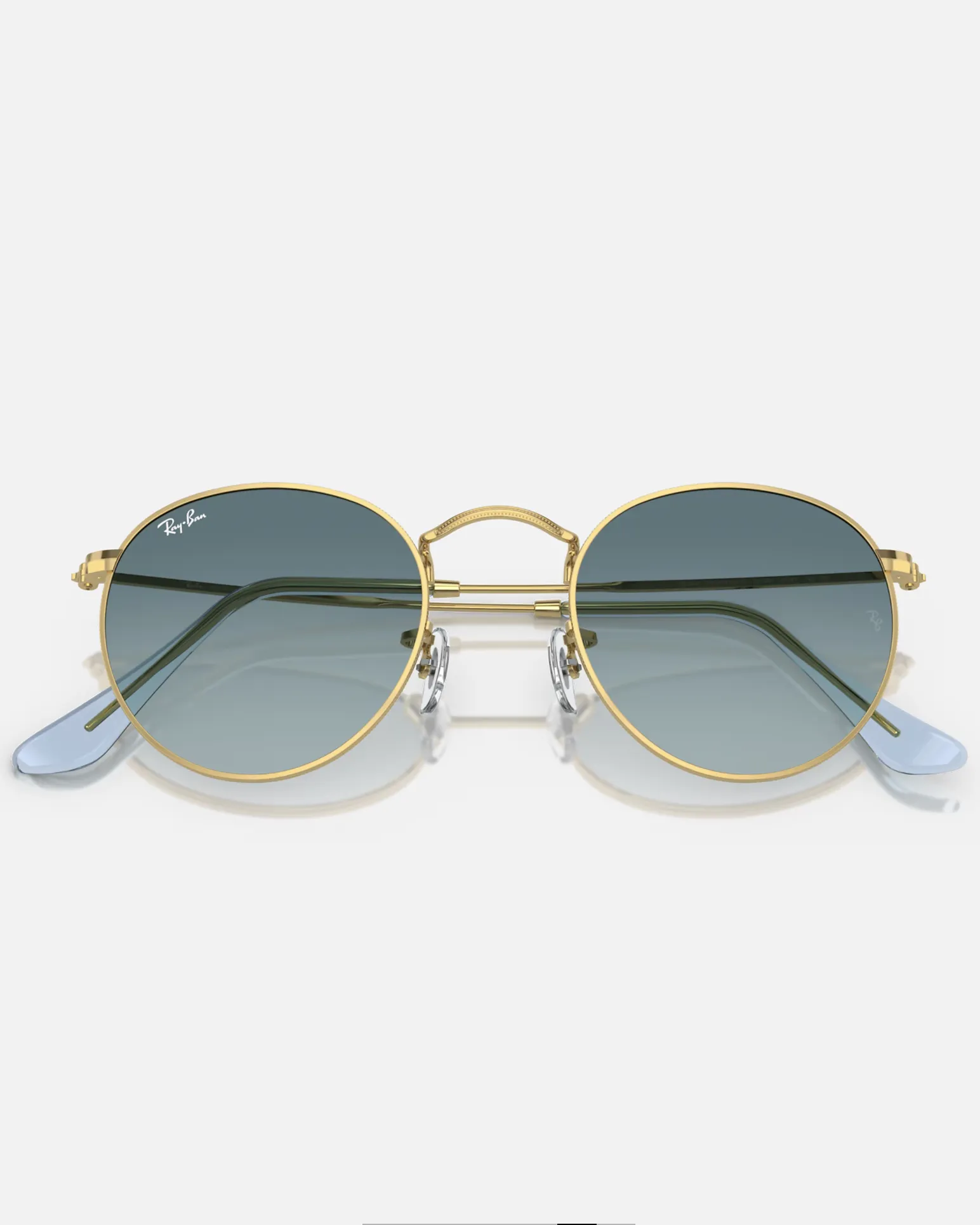 Round Metal Gradient Sunglasses in Polished Gold & Blue
