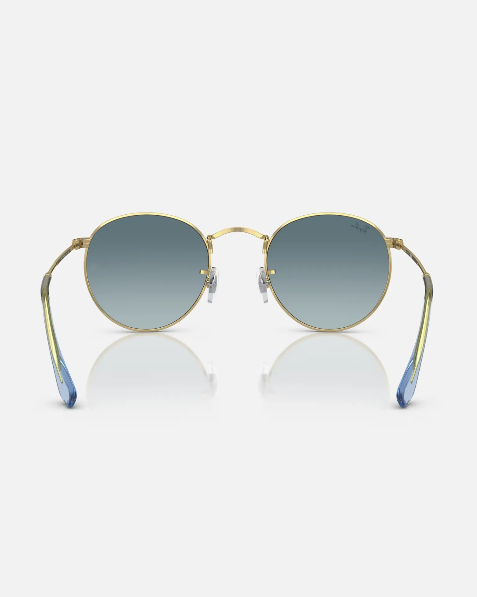 Round Metal Gradient Sunglasses in Polished Gold & Blue