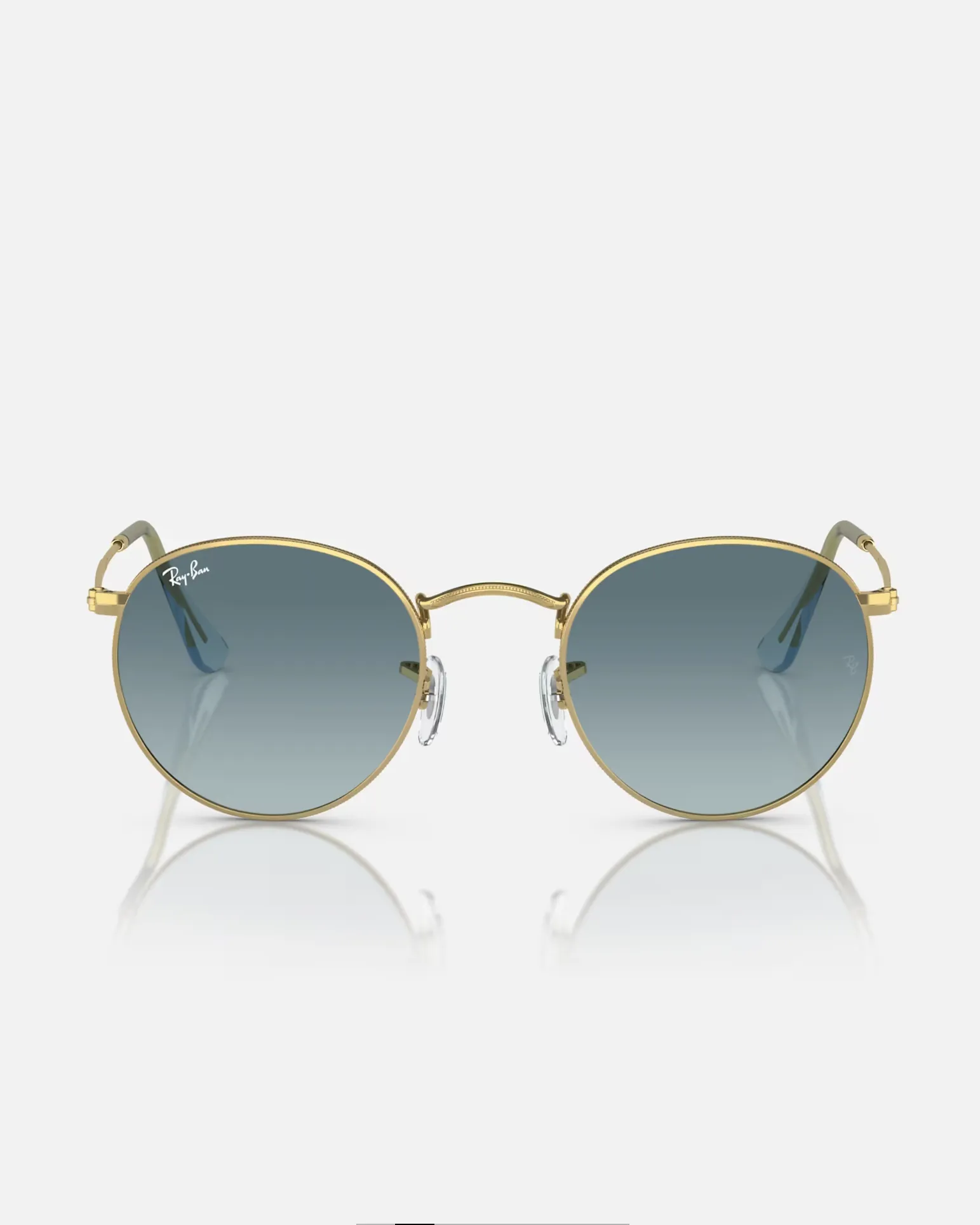 Round Metal Gradient Sunglasses in Polished Gold & Blue