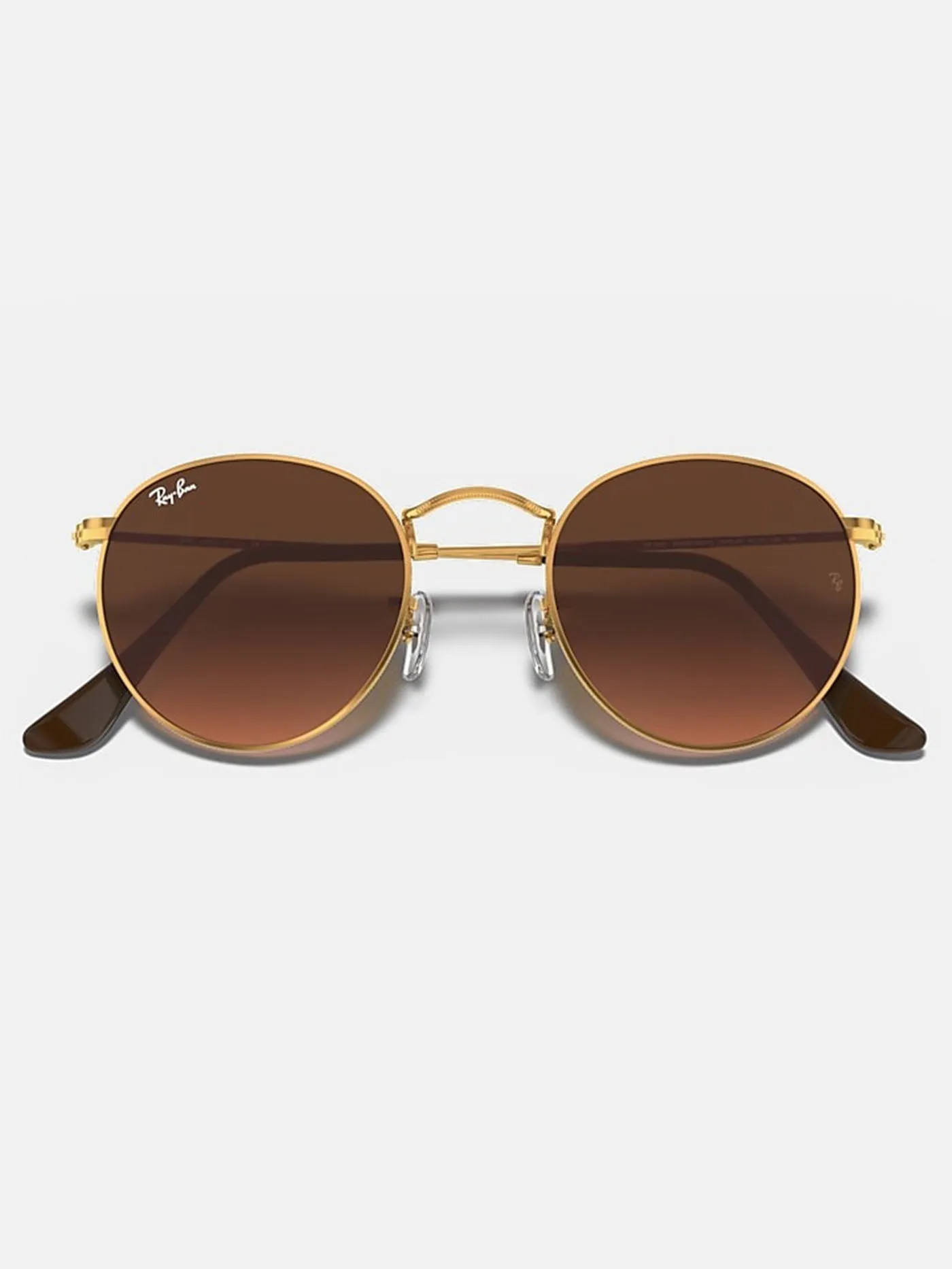 Round Metal Light Bronze/Brown Gradient Sunglasses
