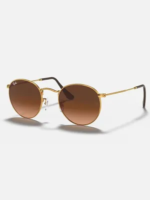Round Metal Light Bronze/Brown Gradient Sunglasses