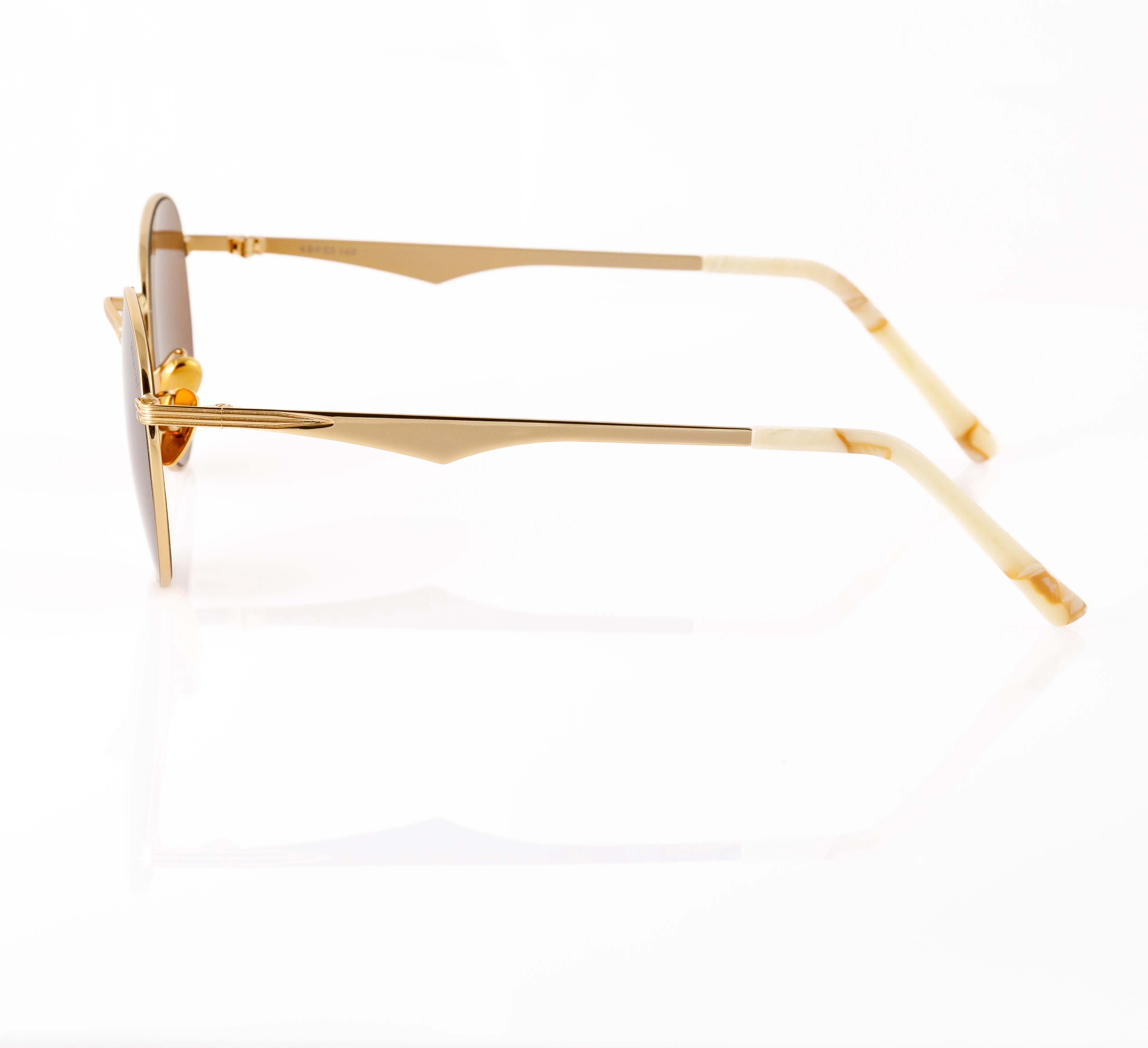 Round Sunglasses in Gold - Warm Brown Lenses