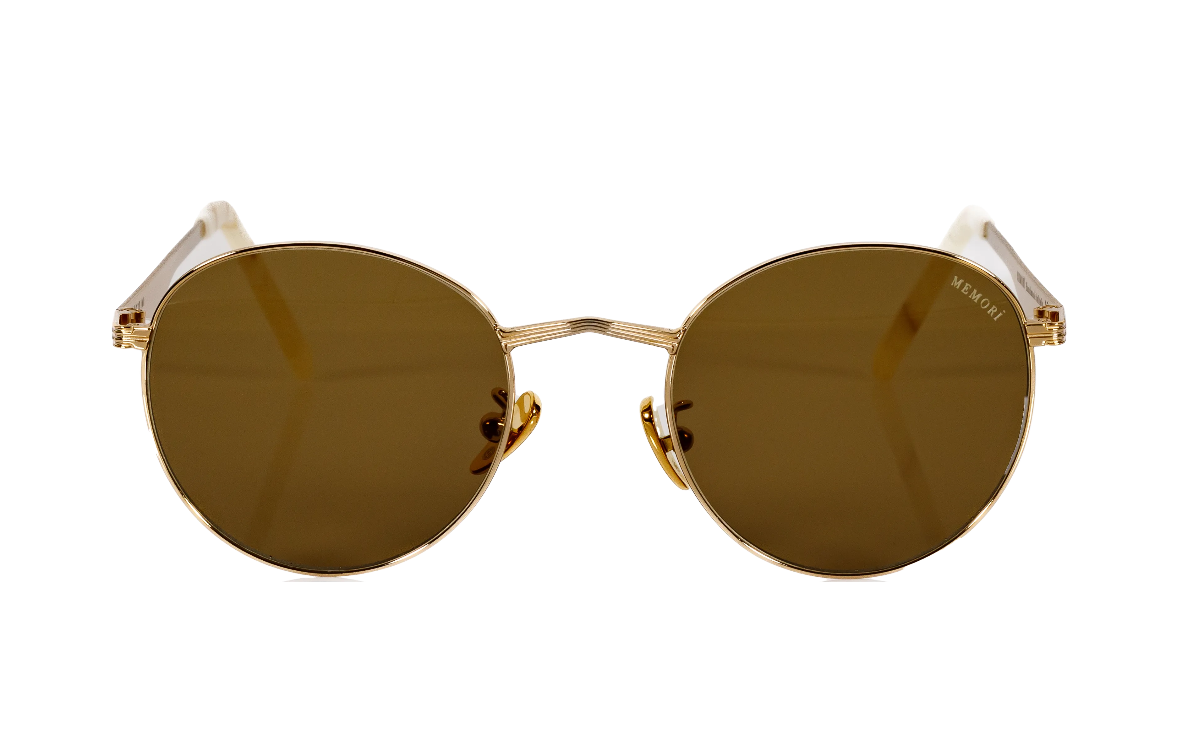 Round Sunglasses in Gold - Warm Brown Lenses