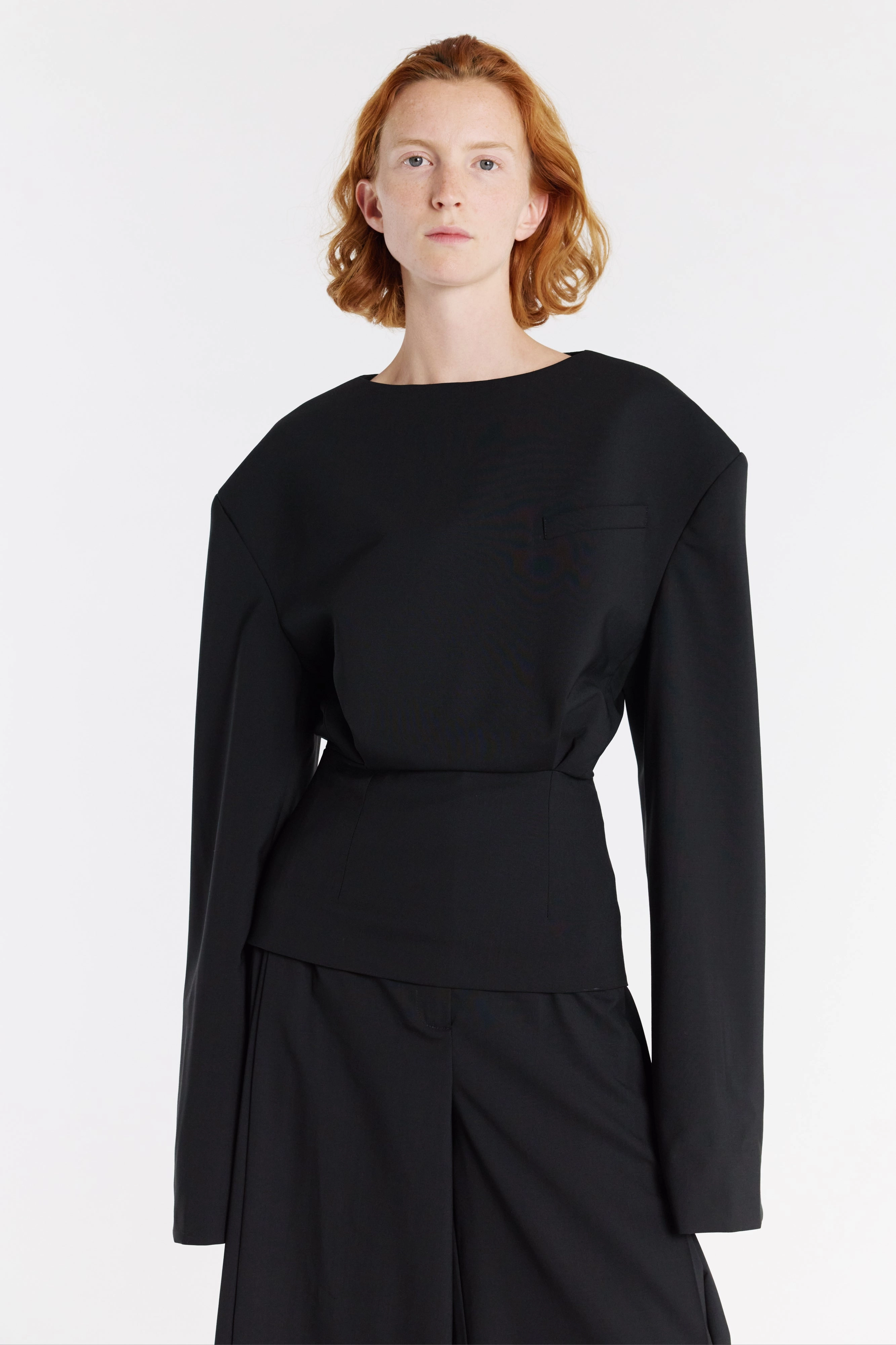 ClassicCrewNeck Chic Look Round Neck Tailored Top Black
