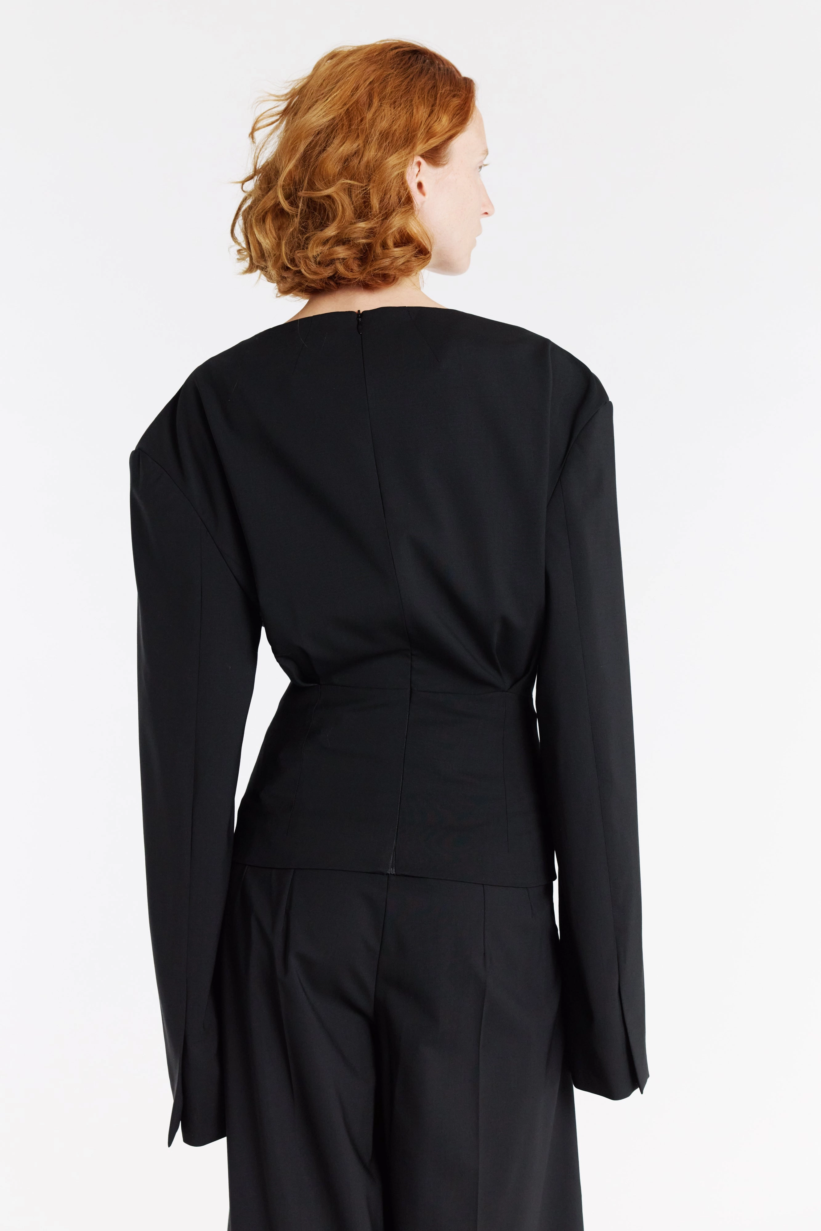 Round Neck Tailored Top Black OdorResistantTreatment