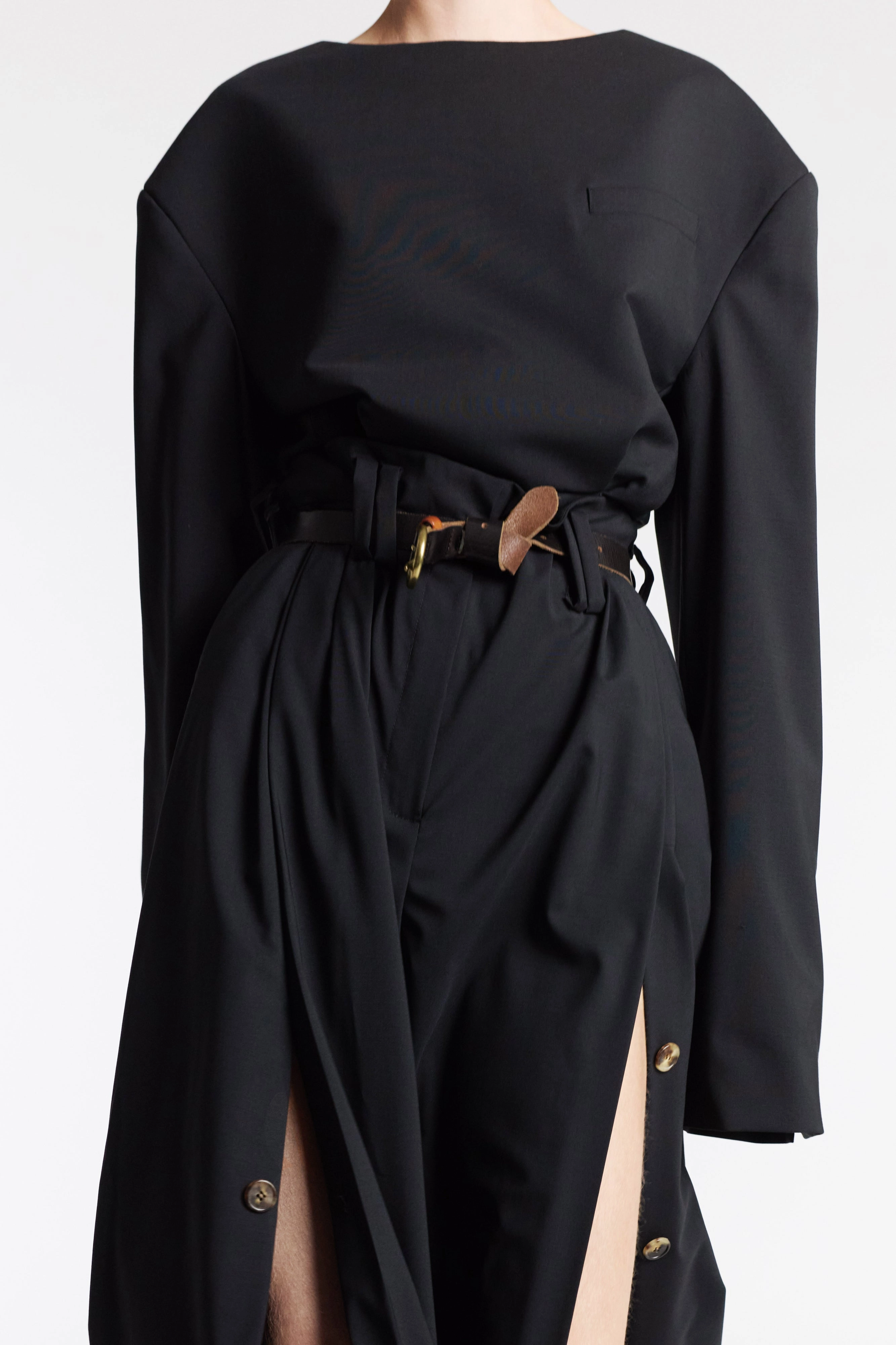 SoftTouchFinish Round Neck Tailored Top Black
