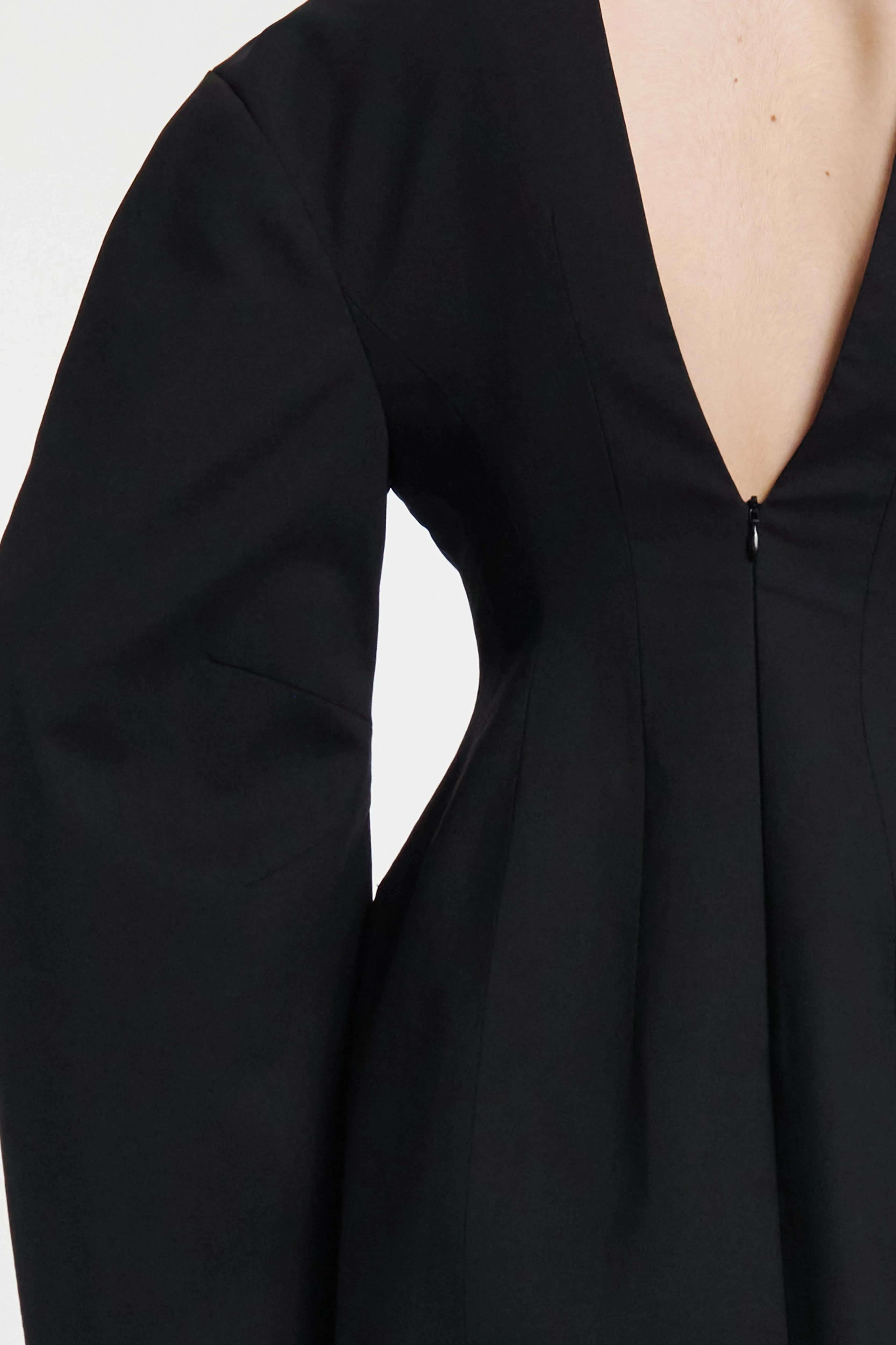 Rounded Sleeve Tailored Mini Dress Black soft fit
