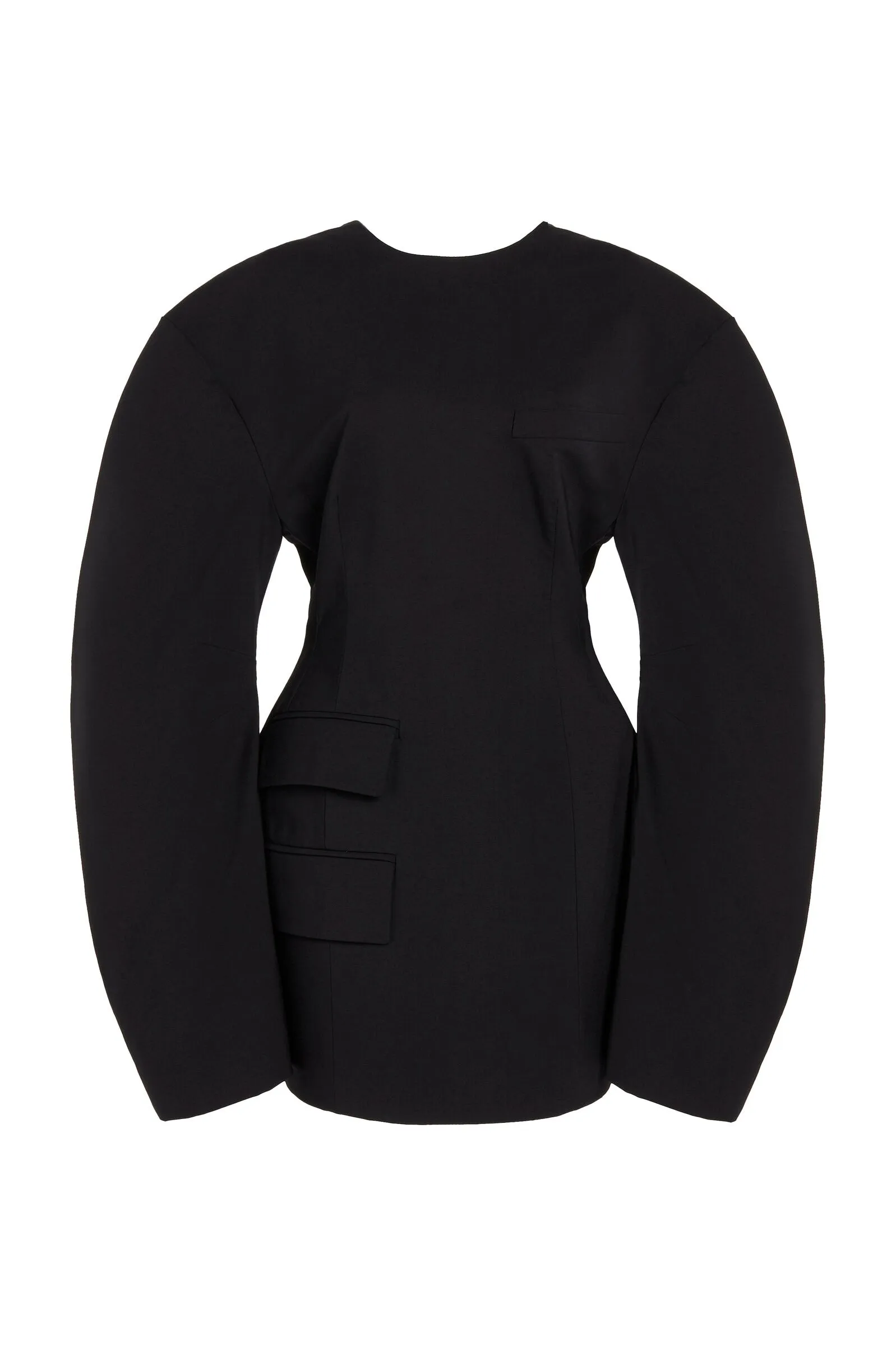 Event Glow Rounded Sleeve Tailored Mini Dress Black