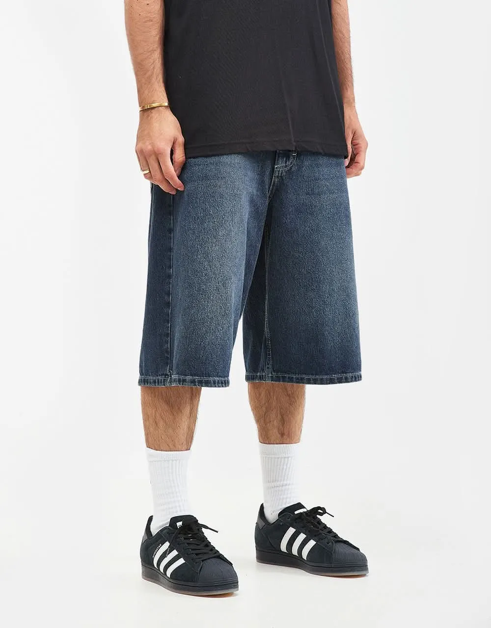 Route One Super Baggy XL Denim Bermuda Shorts - Dark Wash