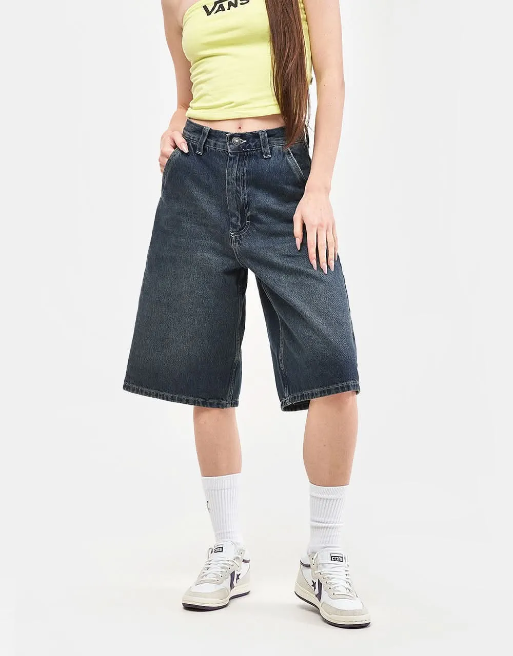 Route One Super Baggy XL Denim Bermuda Shorts - Dark Wash
